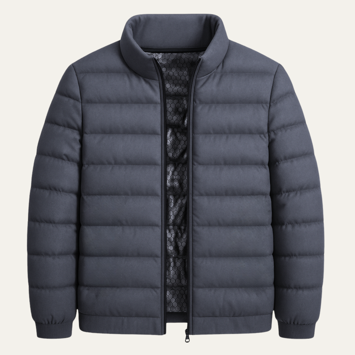 Men's Heated Down Ski Jacket Thermal Lining Gray - VibreMode