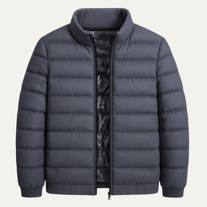 Men's Heated Down Ski Jacket Thermal Lining Gray - VibreMode