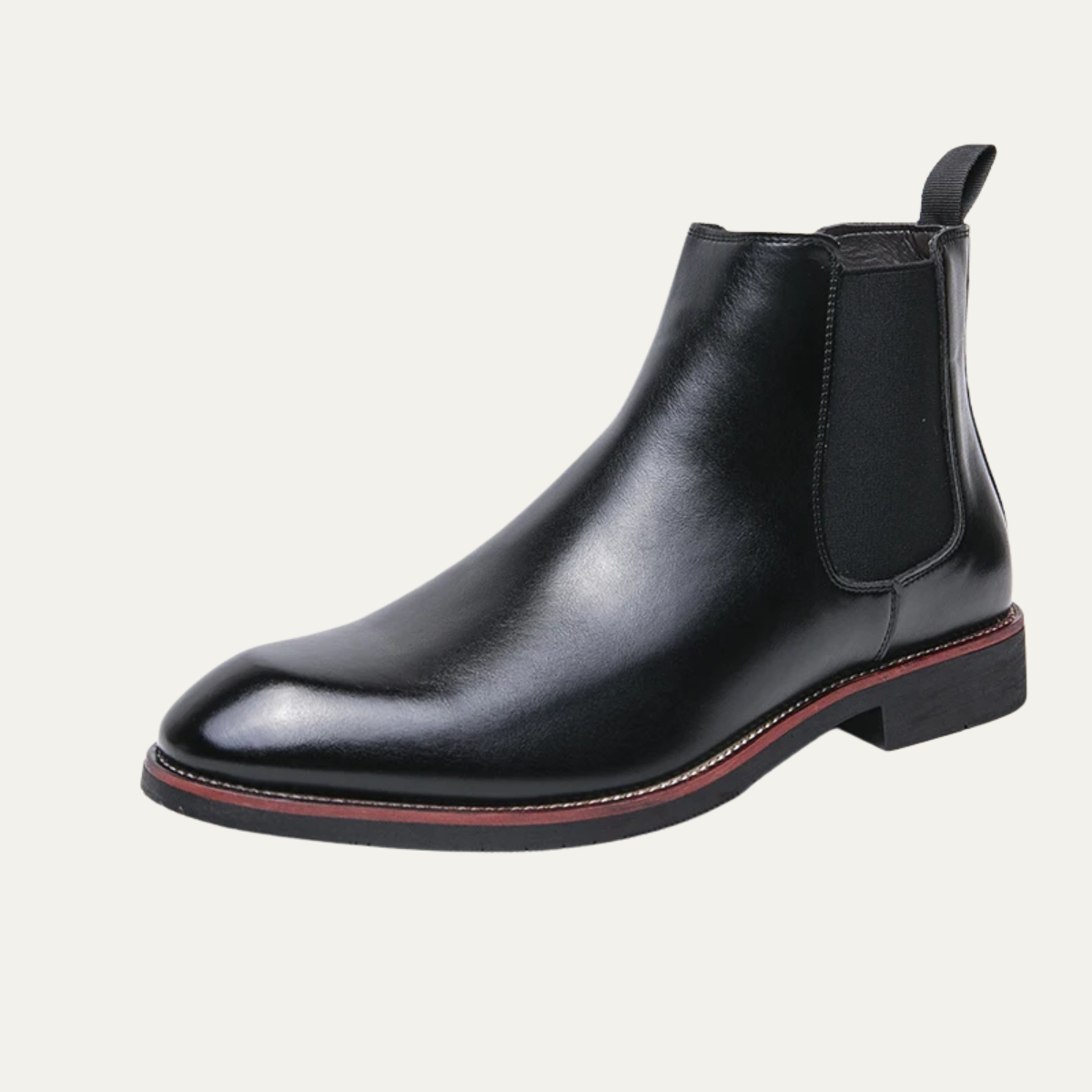 Men's Leather Chelsea Boots Rubber Sole Black - VibreMode