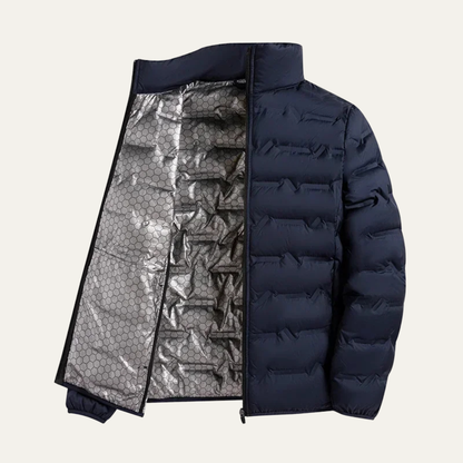 Men's Heated Down Ski Jacket Thermal Lining Navy Blue