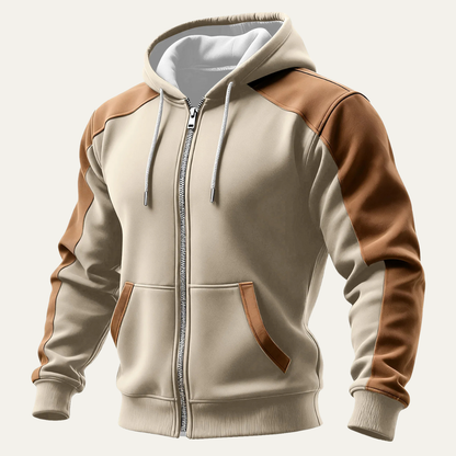 Vernazza Men's Hooded Jacket Color Block Zip Pocket