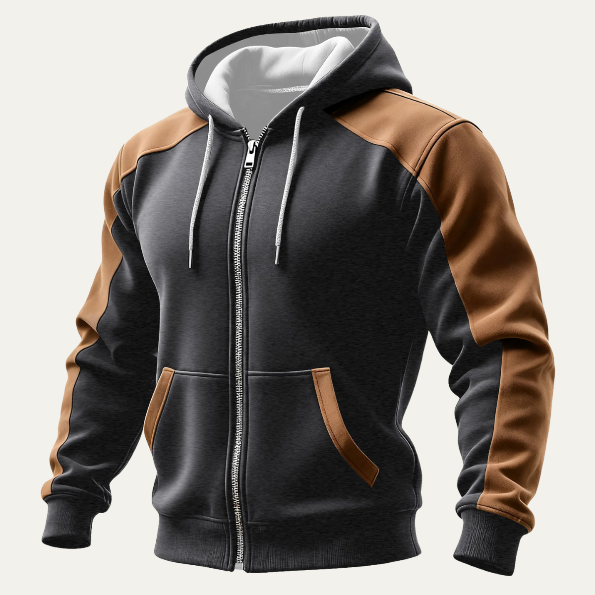 Vernazza Men's Hooded Jacket Color Block Zip Pocket