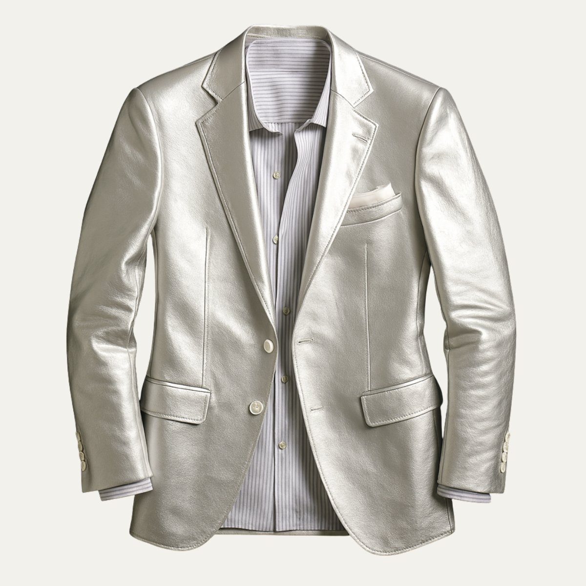 Men's Silver Metallic Blazer - VibreMode