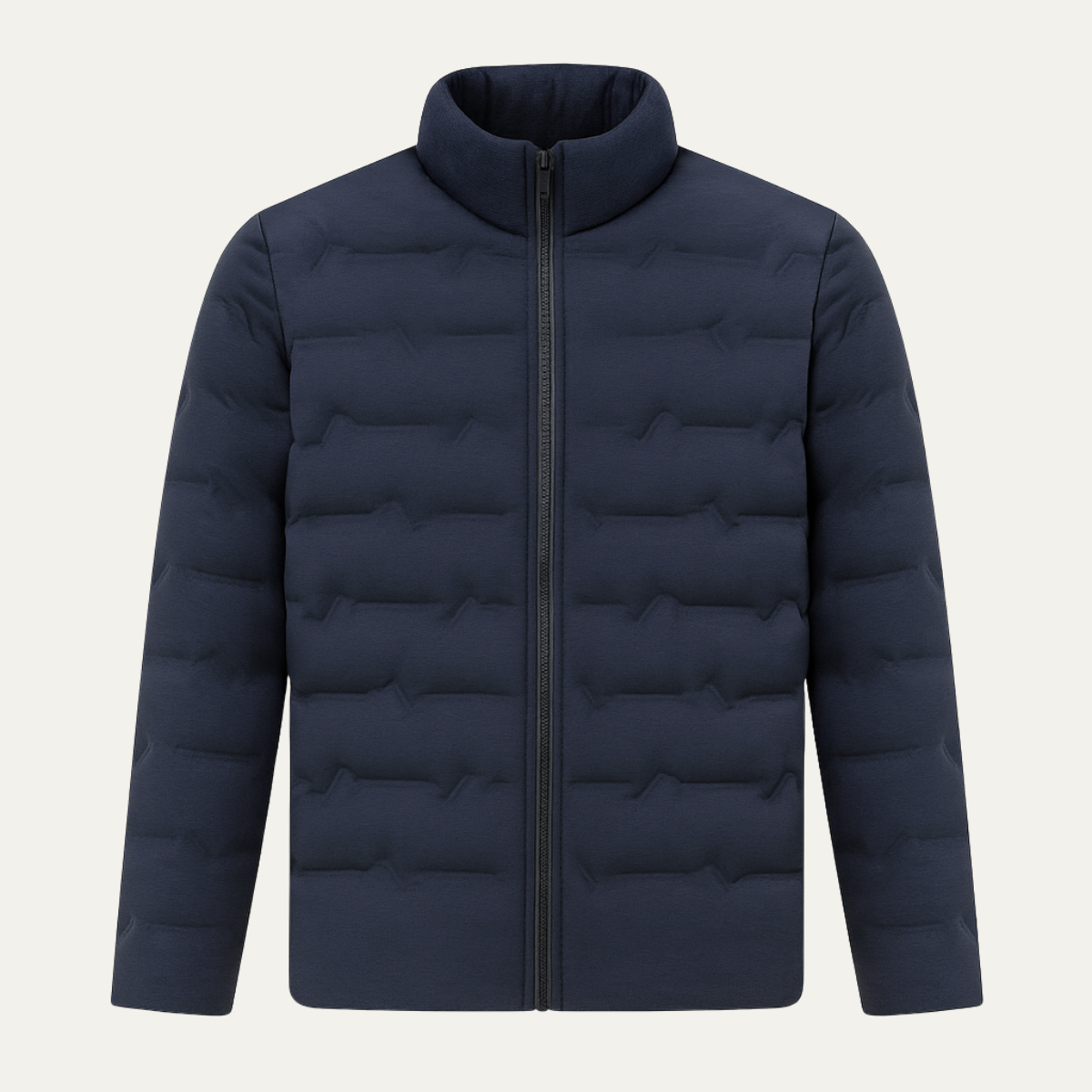 Men's Heated Down Ski Jacket Thermal Lining Navy Blue - VibreMode