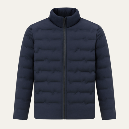 Men's Heated Down Ski Jacket Thermal Lining Navy Blue - VibreMode
