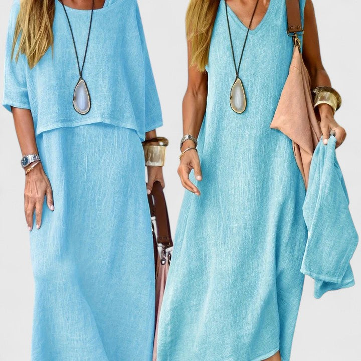 Women's 2 Piece Maxi Dress and Casual Top Set