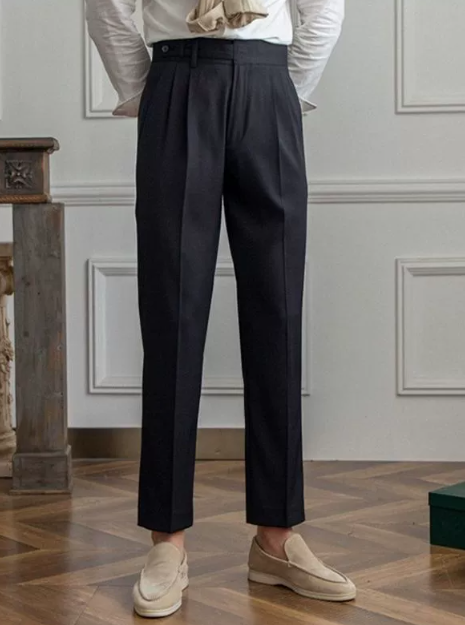 Men's Tailored Trousers Lightweight Flat Front Straight Leg - VibreMode