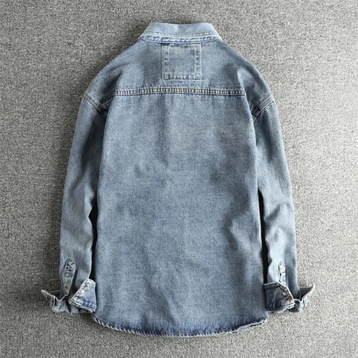 Men's Denim Shirt Jacket Washed Retro Blue