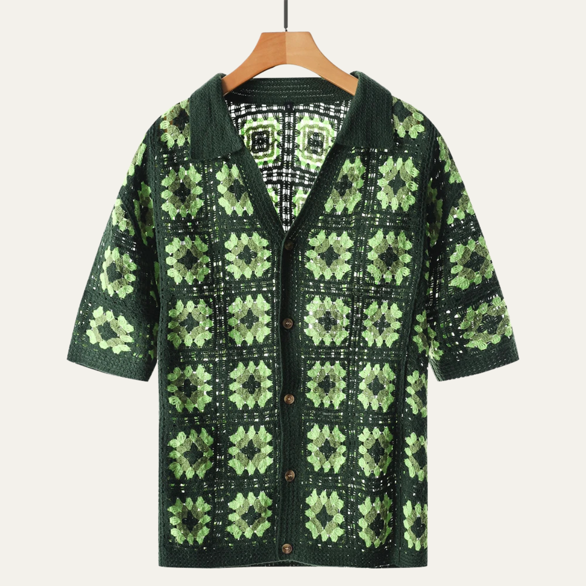 Men's Knitted Cardigan Mesh Shirt