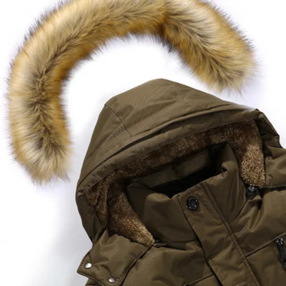 Men's Cotton Padded Winter Coat Fur Hood