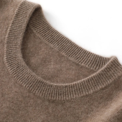 Men's Merino Wool Sweater O Neck Winter Beige