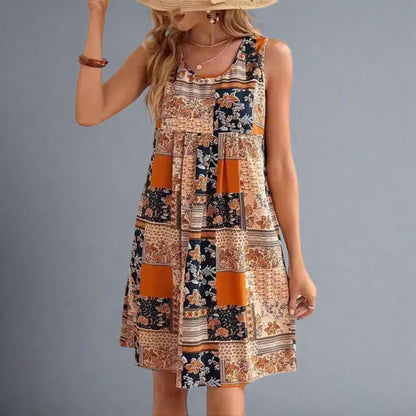 Trendy Floral Patchwork Summer Dress