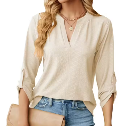 Women's V-Neck Blouse Textured