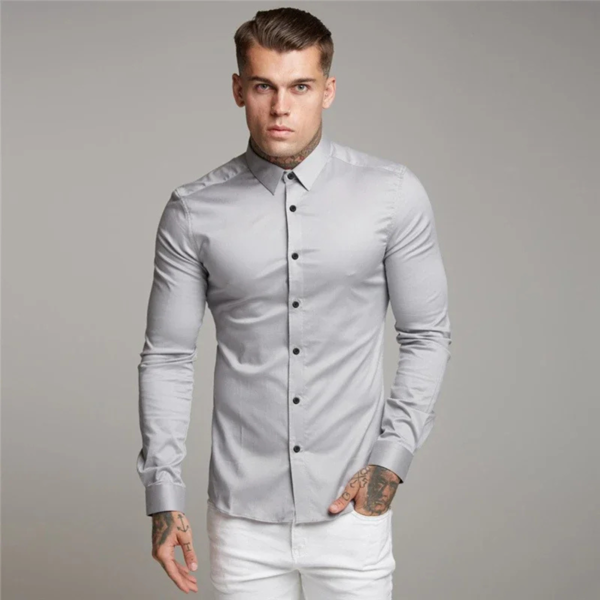 Men's Slim Fit Dress Shirt Cotton Button Up