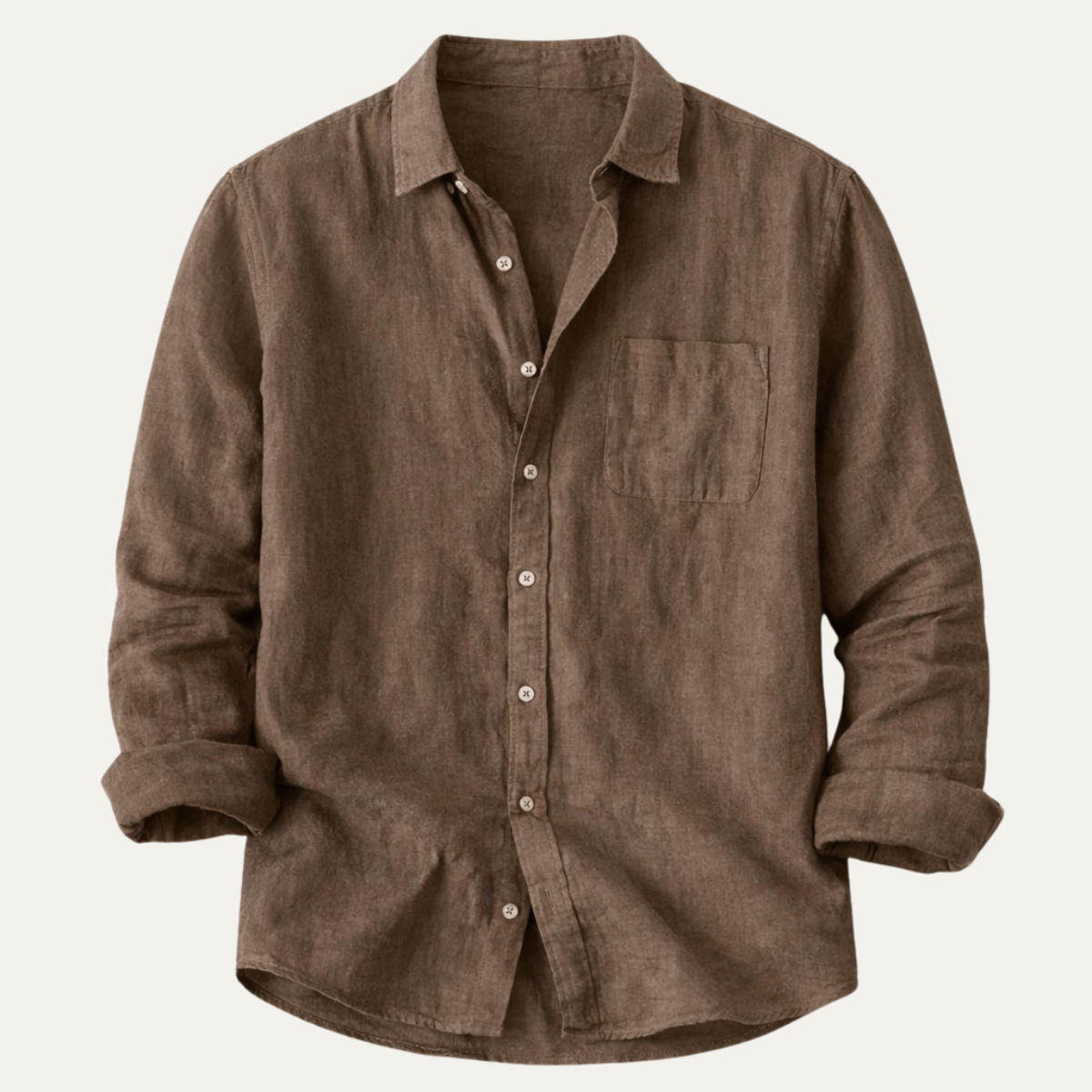 Men's Cotton Linen Shirt Lightweight Stand Collar - VibreMode