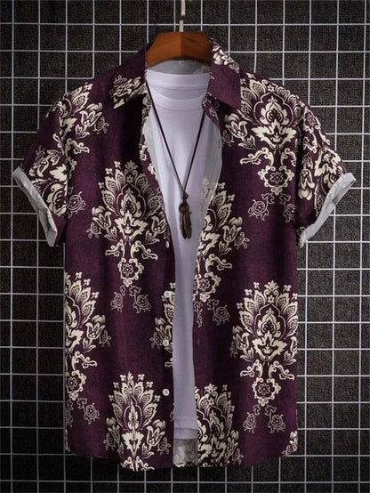 Men's Hawaiian Shirt 3D Flower Print Vibrant