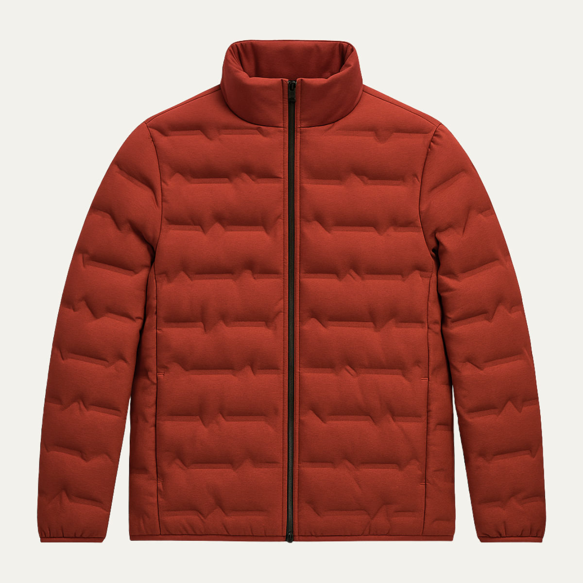 Men's Heated Down Ski Jacket Thermal Lining Burgundy - VibreMode