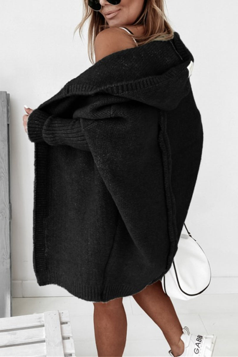 Women's Knitted Hooded Coat Warm Winter Wool Blend