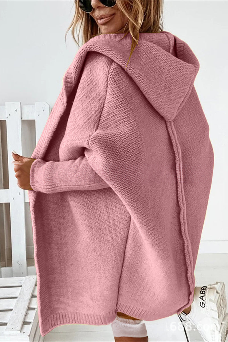 Women's Knitted Hooded Coat Warm Winter Wool Blend