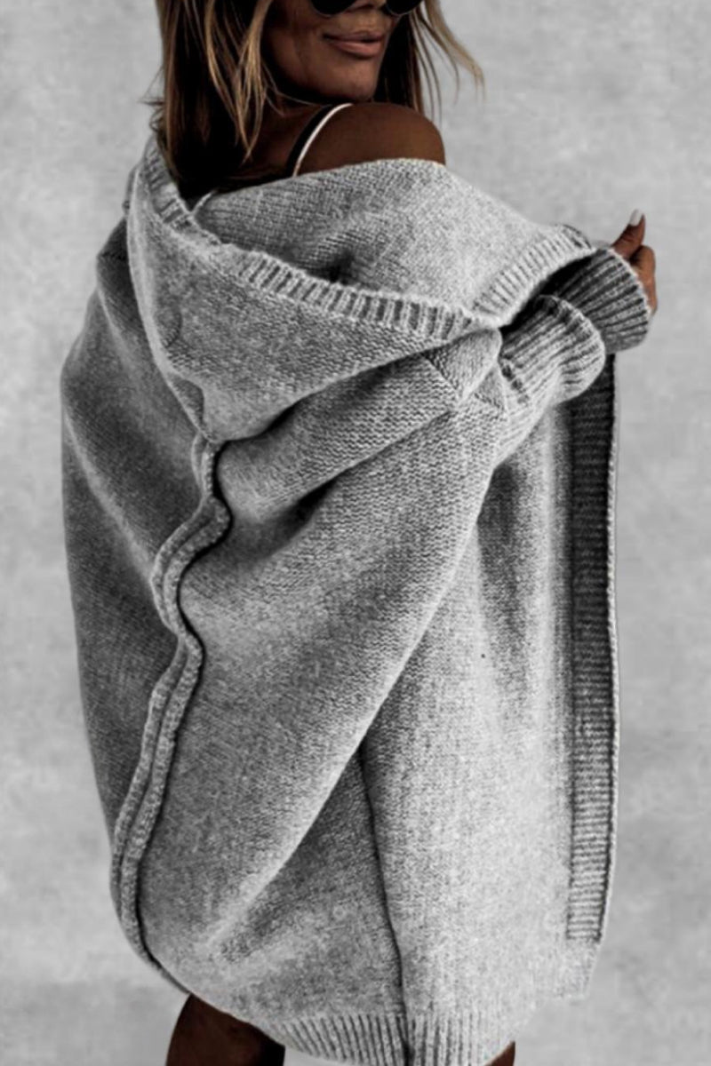 Women's Knitted Hooded Coat Warm Winter Wool Blend