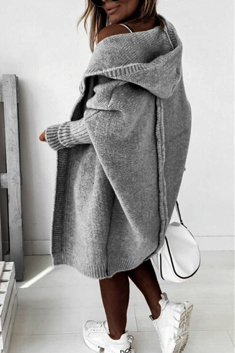 Women's Knitted Hooded Coat Warm Winter Wool Blend