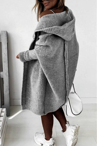 Women's Knitted Hooded Coat Warm Winter Wool Blend