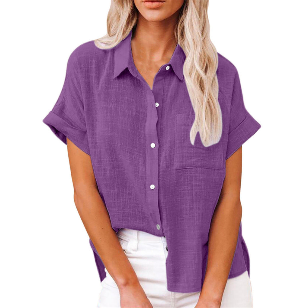 Women's Button Down Blouse Cuffed Sleeves