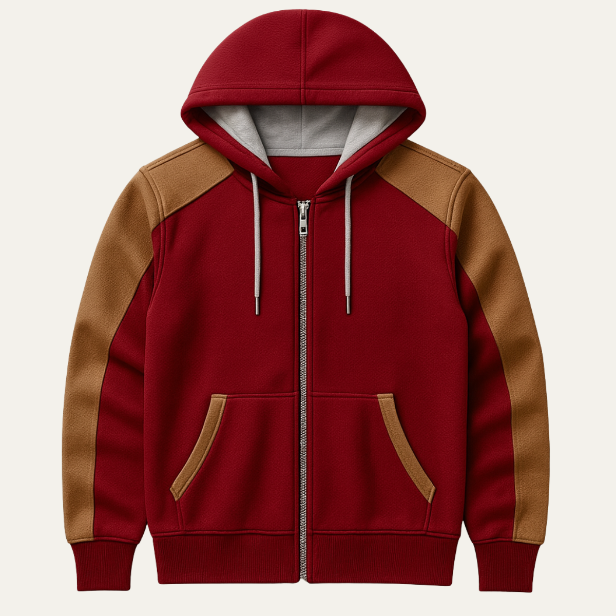 Men's Color Block Hooded Jacket Zipper Pocket - VibreMode