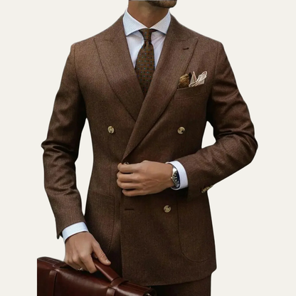 Men's 2 Piece Business Suit Brown