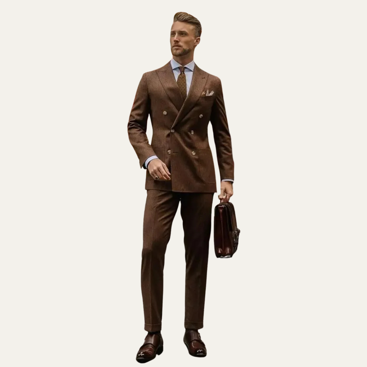 Men's 2 Piece Business Suit Brown