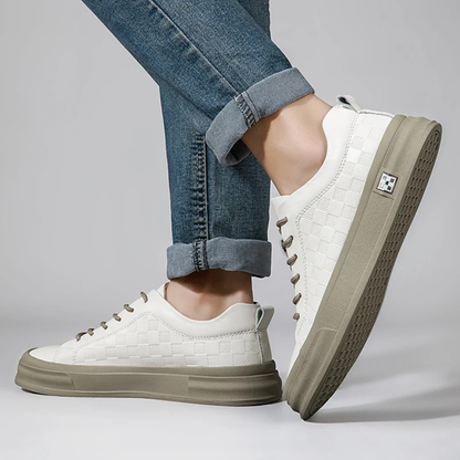 Men's Checkerboard Low Sneakers Beige
