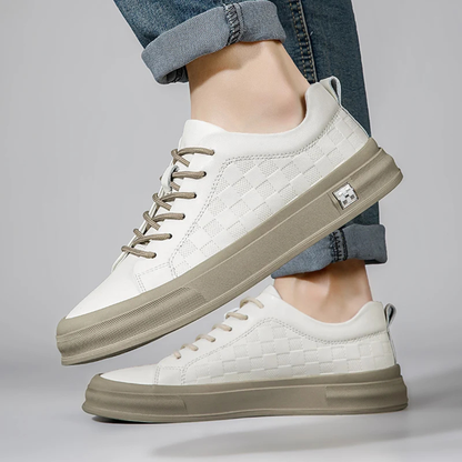 Men's Checkerboard Low Sneakers Beige