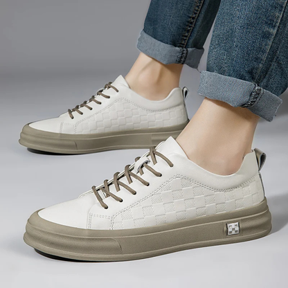 Men's Checkerboard Low Sneakers Beige