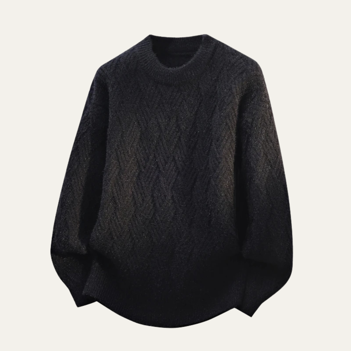 Men's Soft Knitted Sweater Warm O-Neck Beige