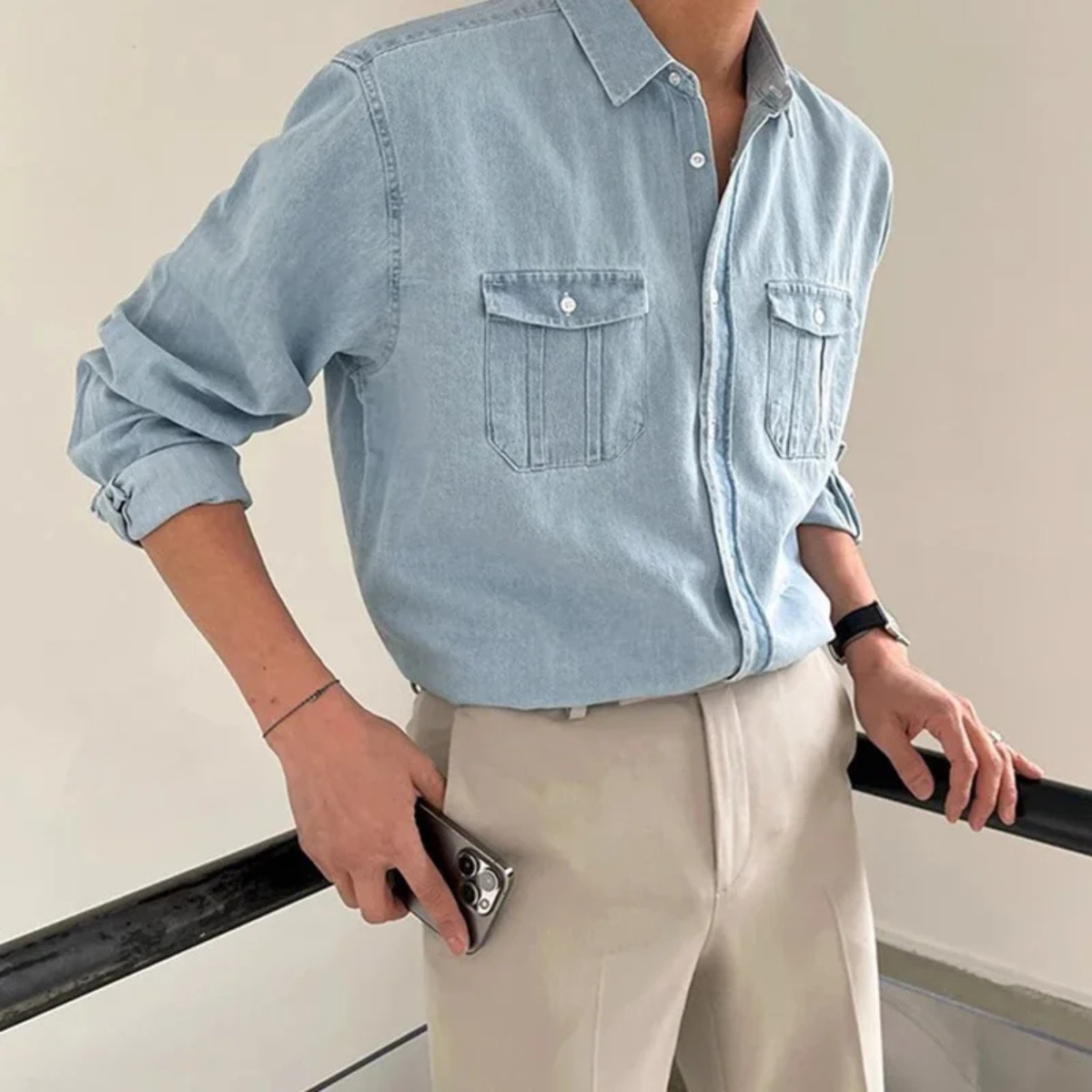 Men's Classic Denim Button Down Shirt