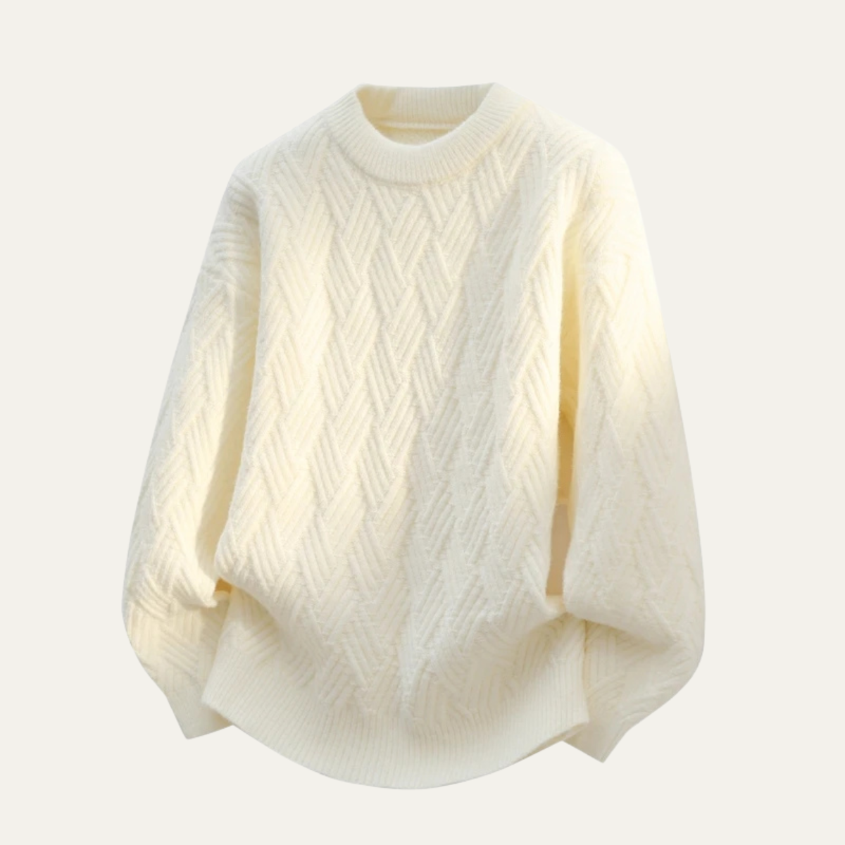 Men's Soft Knitted Sweater Warm O-Neck Beige
