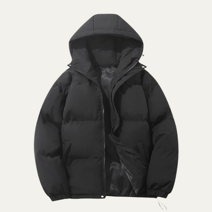 Men's Quilted Puffer Jacket With Hood - VibreMode