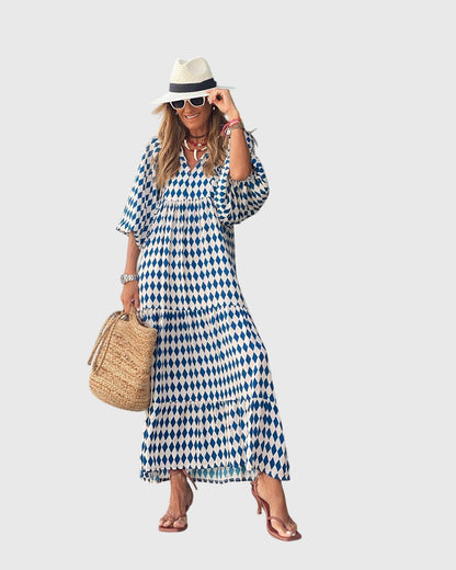 Floral Print Long Summer Dress For Ladies
