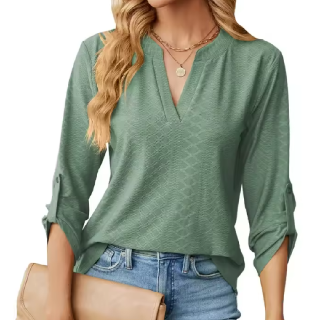 Women's V-Neck Blouse Textured