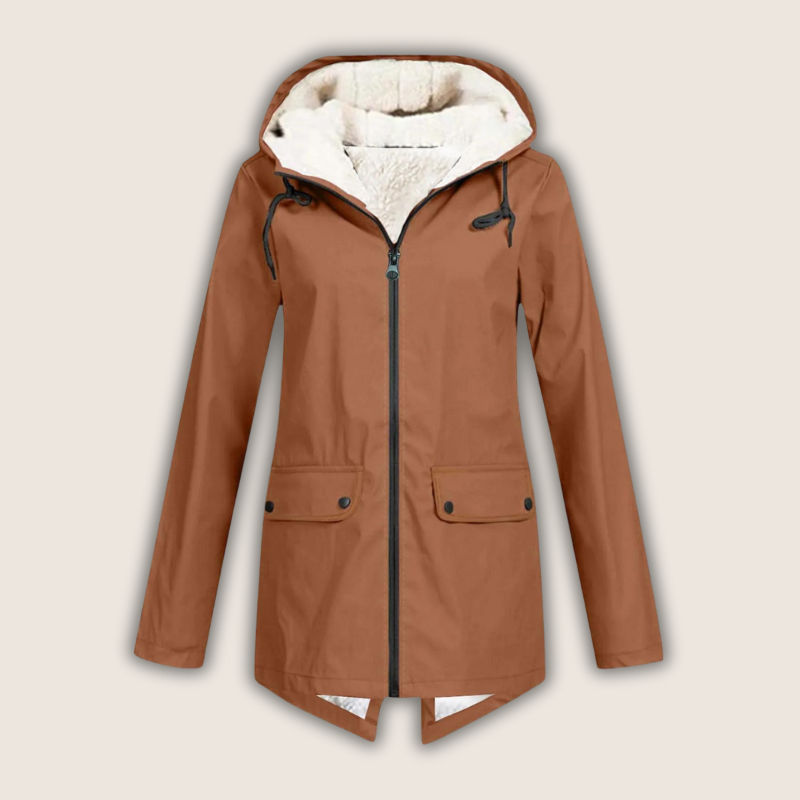 Women's Hooded Lined Zip Up Coat