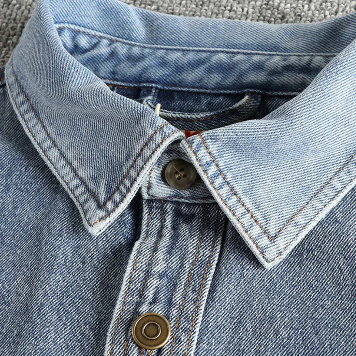 Men's Denim Shirt Jacket Washed Retro Blue