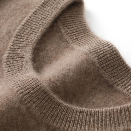 Men's Merino Wool Sweater O Neck Winter Beige