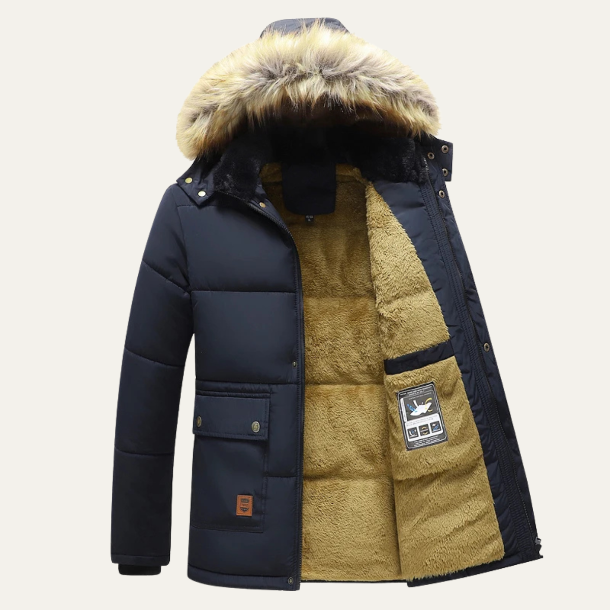 Men's Windproof Fleece Lined Hooded Winter Jacket