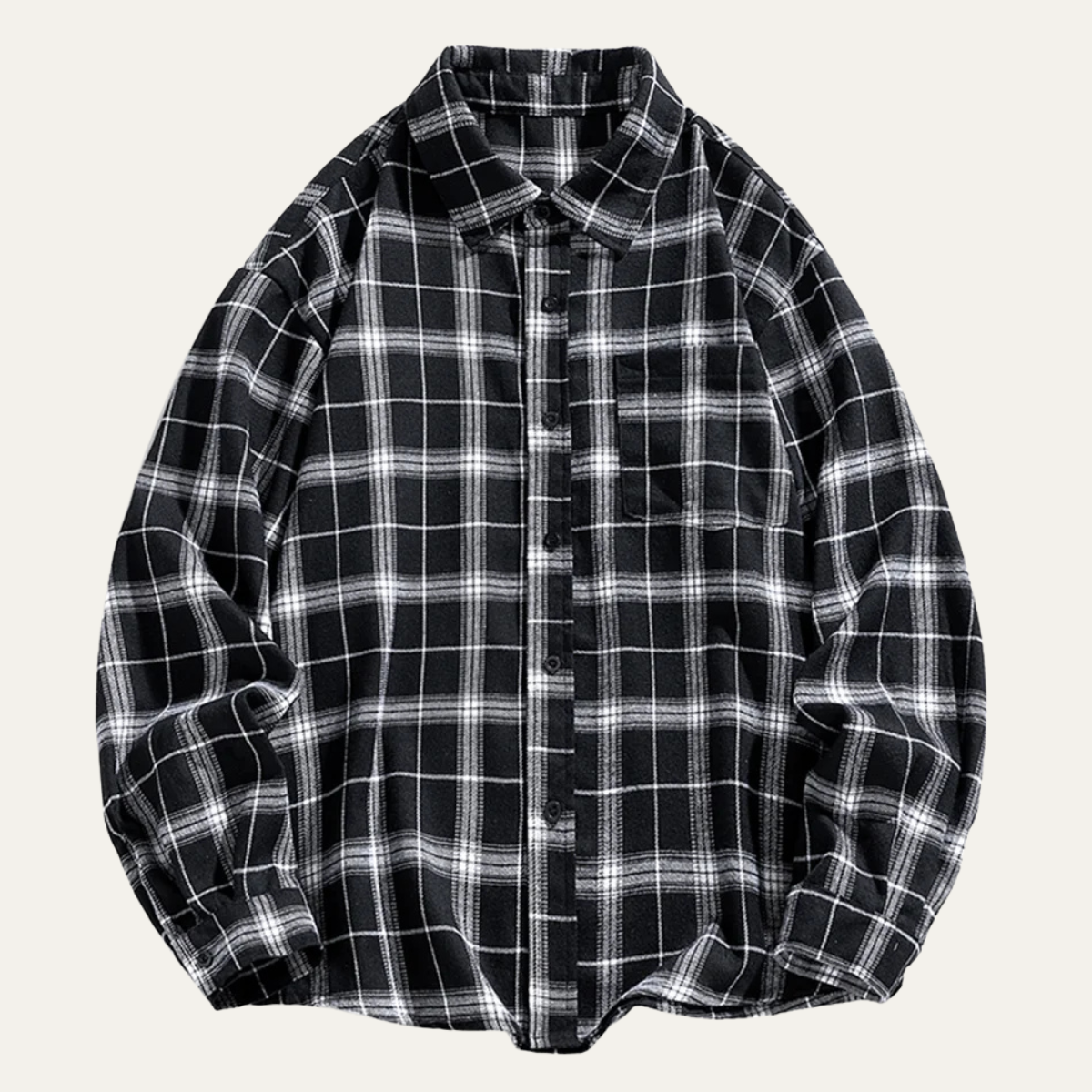Men's Plaid Casual Shirt Loose Fit Retro Style - VibreMode