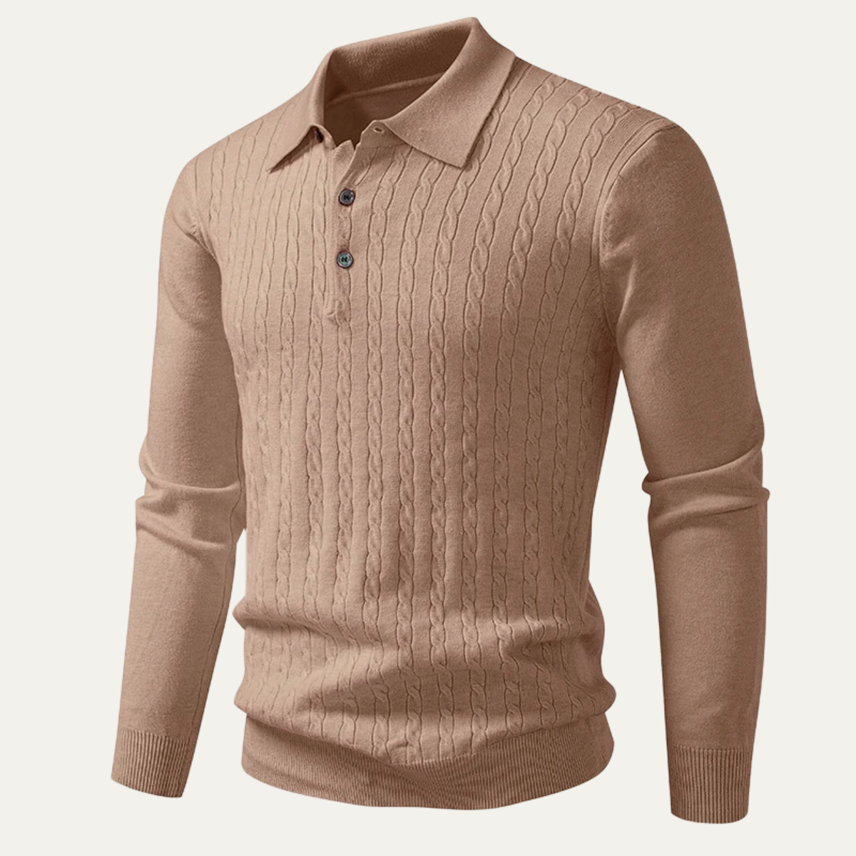 Men's Cable Knit Polo Sweater