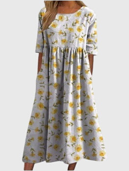Classic Floral Midi Dress for Women