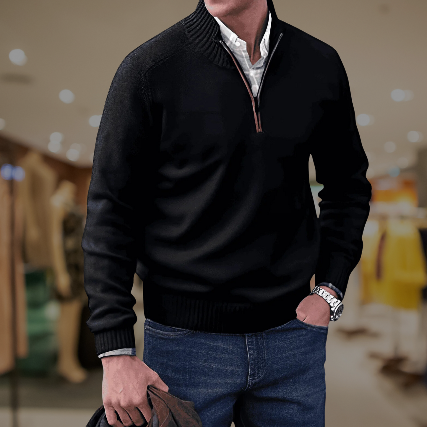 Classic Quarter Zip Sweater