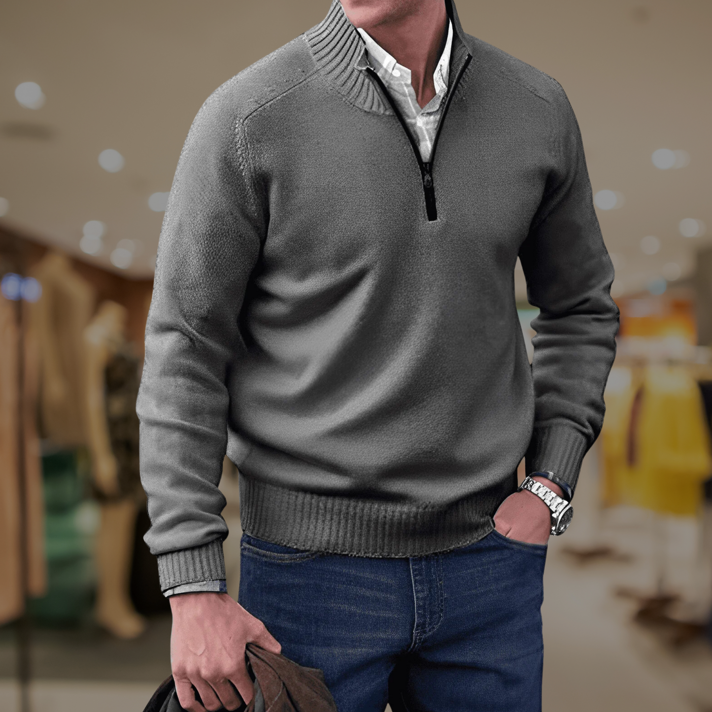 Classic Quarter Zip Sweater