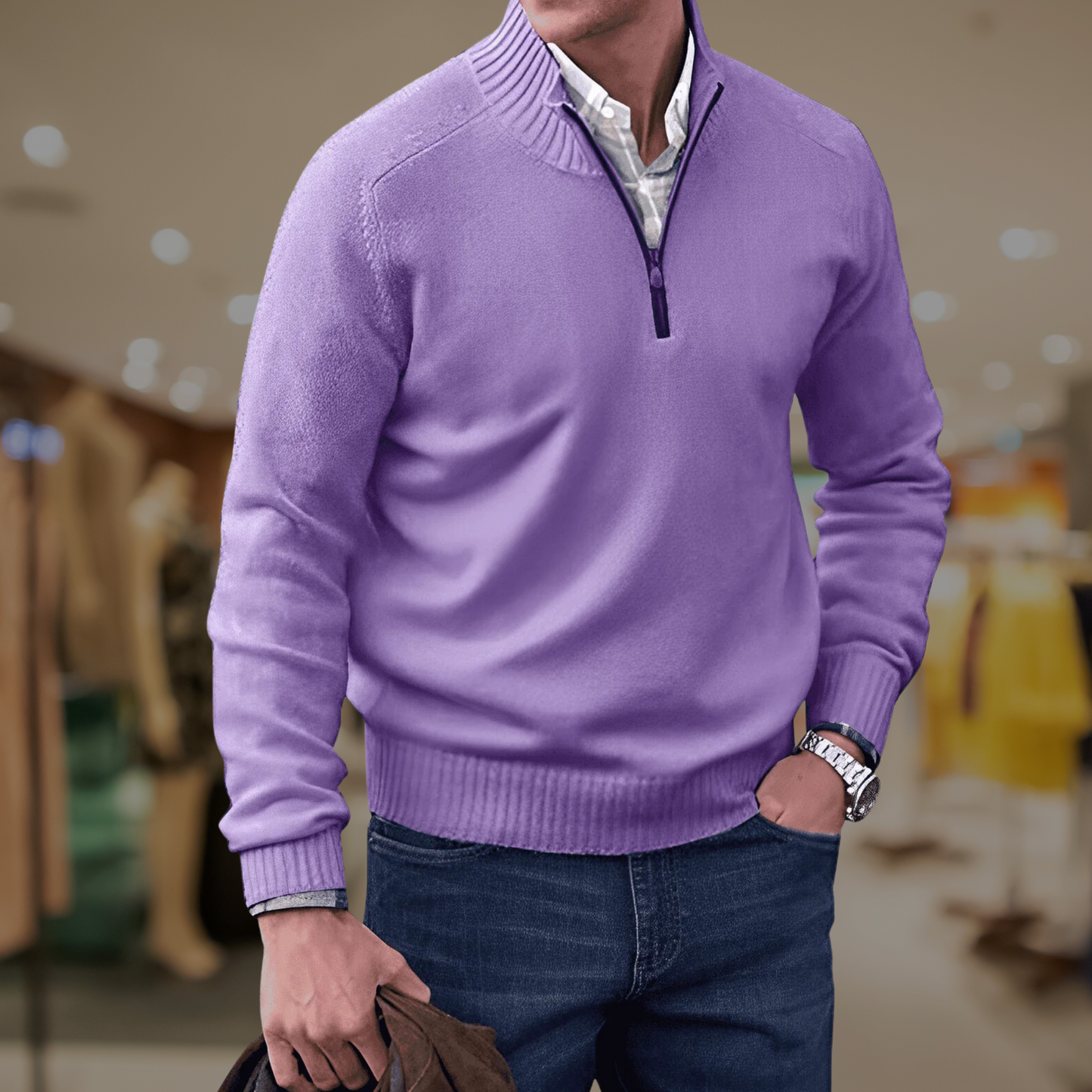 Classic Quarter Zip Sweater