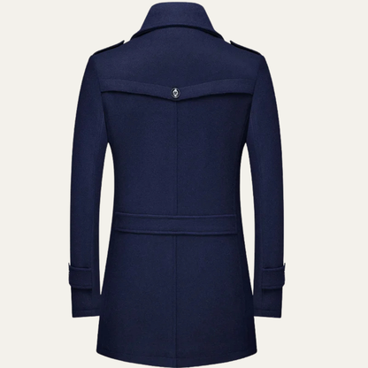 Men's Wool Blend Long Trench Coat Lapel Collar